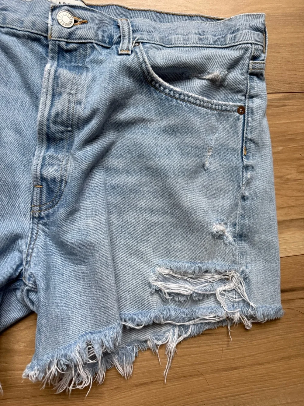 AGOLDE Parker High-Rise Distressed Denim Shorts